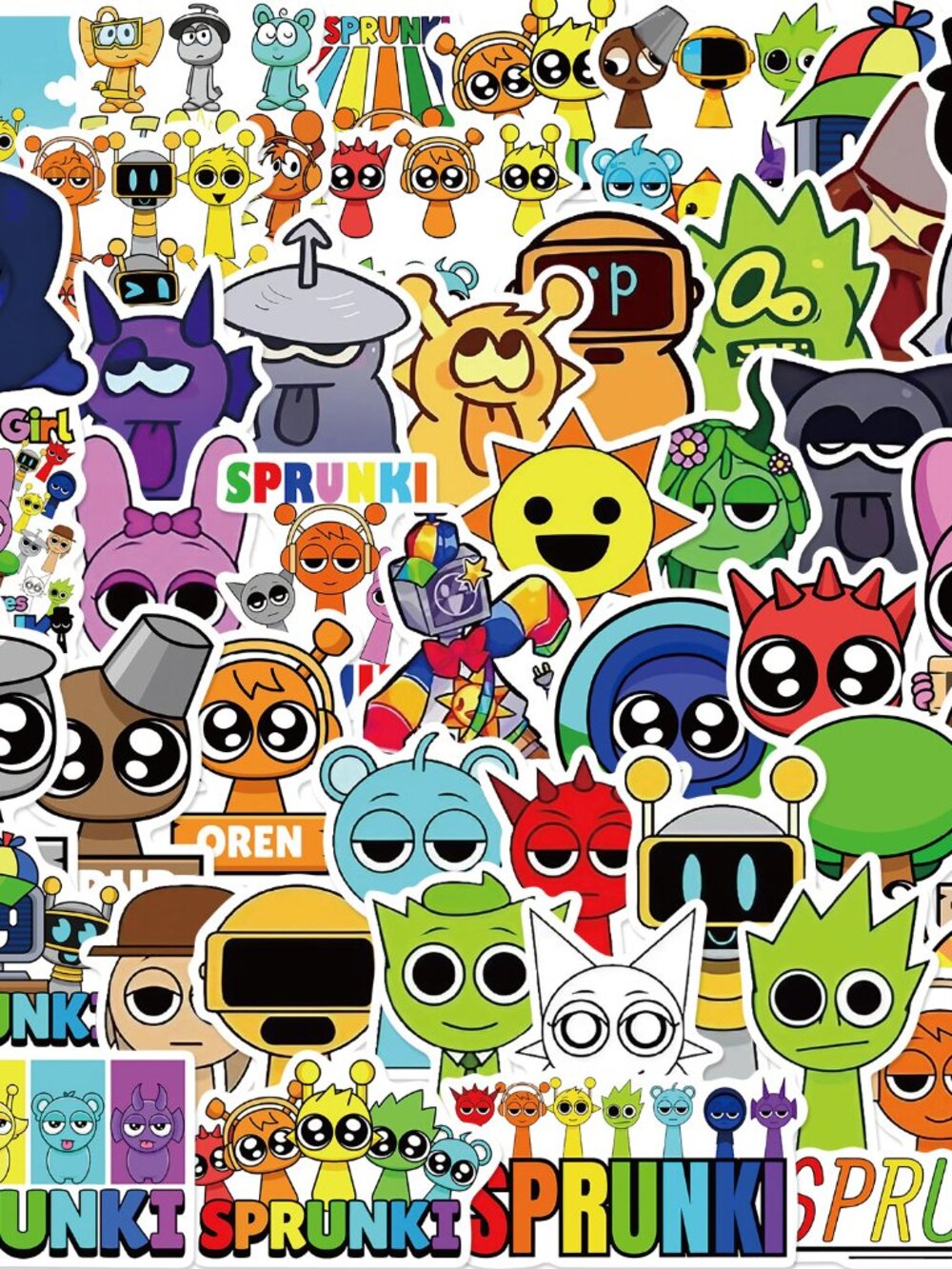 50PCS Sprunki Graffiti Stickers Waterproof Vinyl Stickers